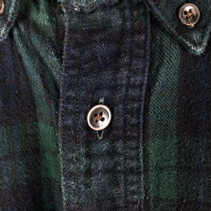 LLBean Traditional Fit Blackwatch Check Long Sleeve Flannel Check Shirt, Men's Size L cotton green type Vintage Second Hand