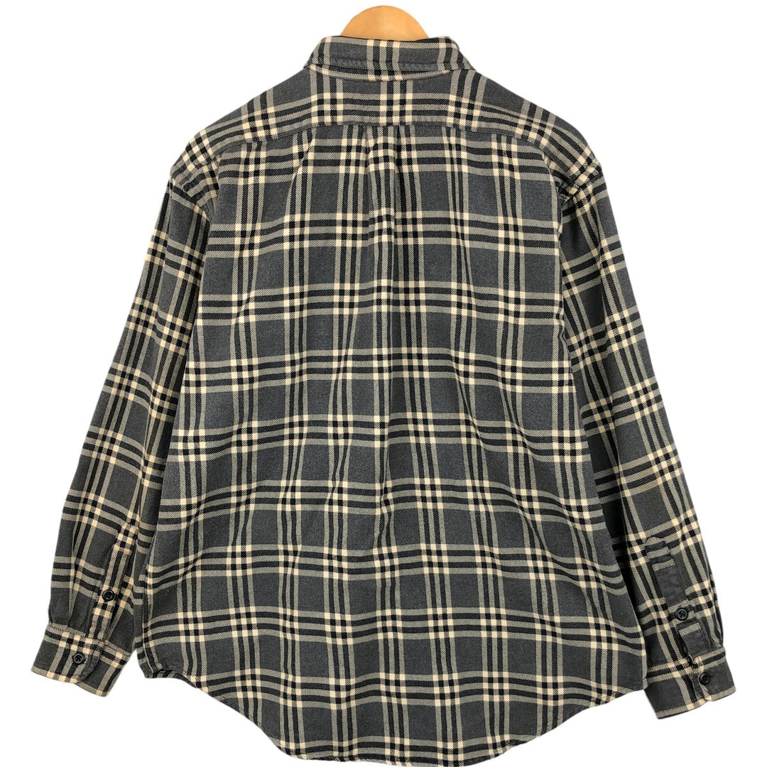 2000'S Ralph Lauren Polo Jeans Company long-sleeved flannel check shirt, men's size L cotton gray type Vintage Second Hand
