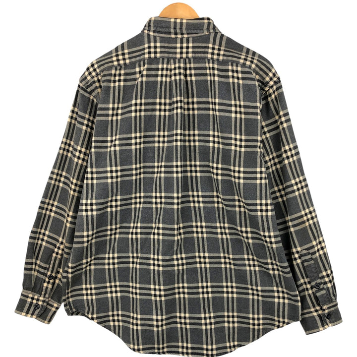 2000'S Ralph Lauren Polo Jeans Company long-sleeved flannel check shirt, men's size L cotton gray type Vintage Second Hand