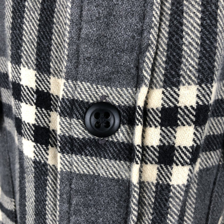 2000'S Ralph Lauren Polo Jeans Company long-sleeved flannel check shirt, men's size L cotton gray type Vintage Second Hand