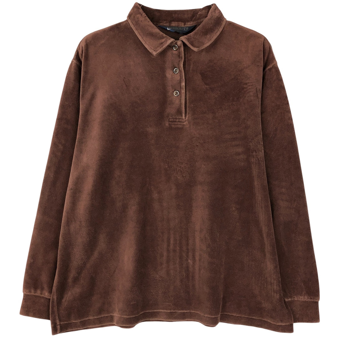 Vintage 80s-90'S Lands' End long-sleeved polo shirt, made in the USA, size M, women's. cotton brown type Vintage Second Hand
