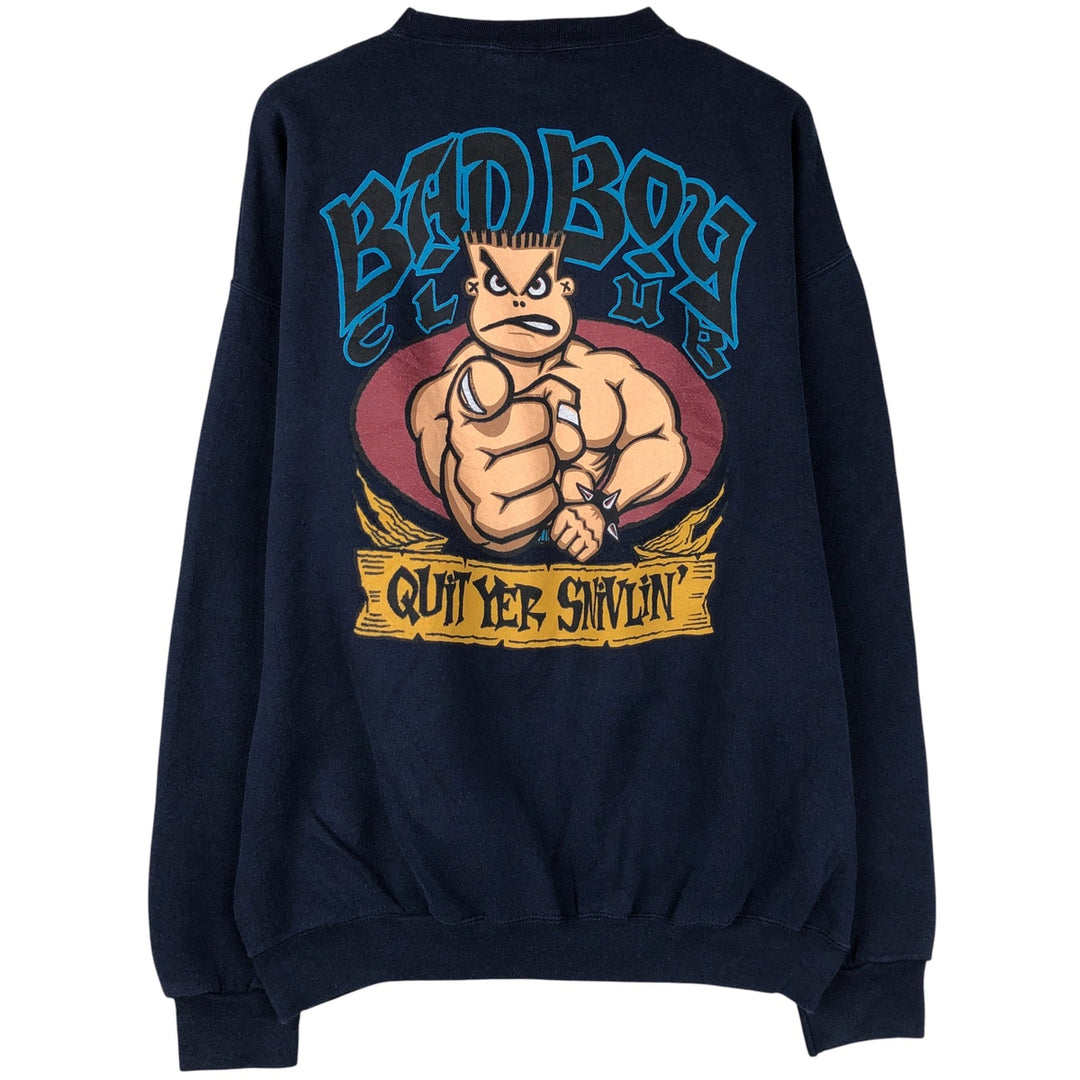 Vintage 90'S Pluma Bad Boy Club print sweatshirt, Made in USA, Men's XL cotton navy blue type Vintage Second Hand