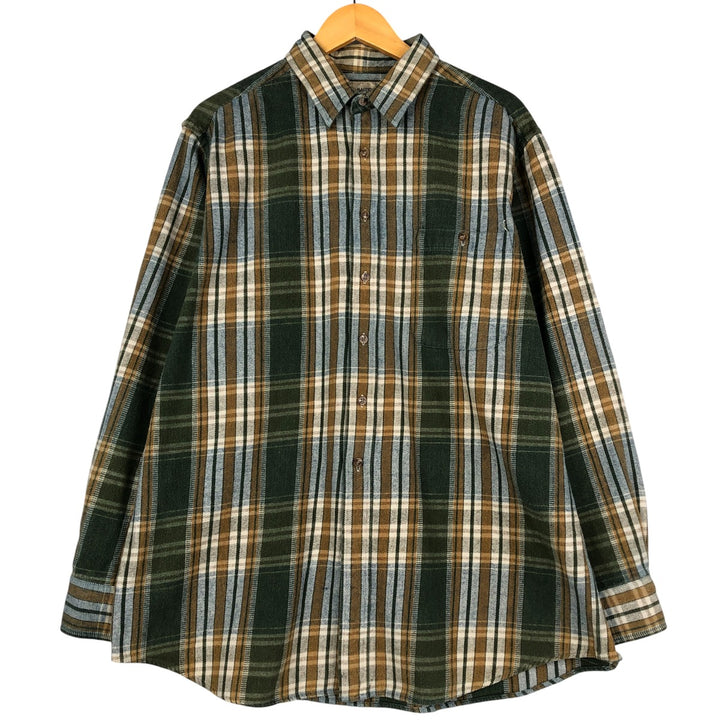 Field Master Long Sleeve Flannel Check Shirt, Men's XL cotton green type Vintage Second Hand