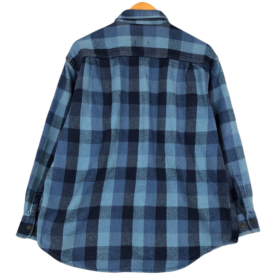 Vintage 90s-00'S St. John's Bay Browny long-sleeved flannel check shirt, men's size L cotton blue type Vintage Second Hand