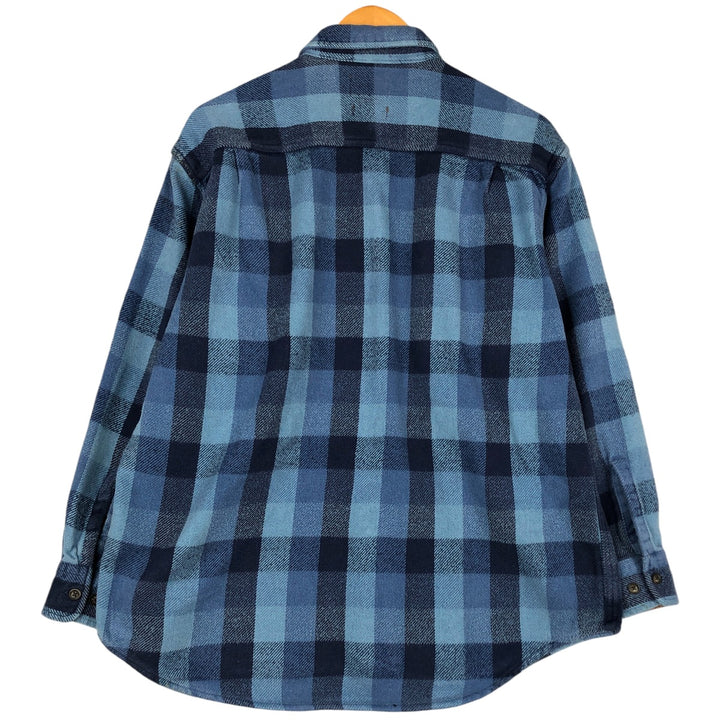 Vintage 90s-00'S St. John's Bay Browny long-sleeved flannel check shirt, men's size L cotton blue type Vintage Second Hand