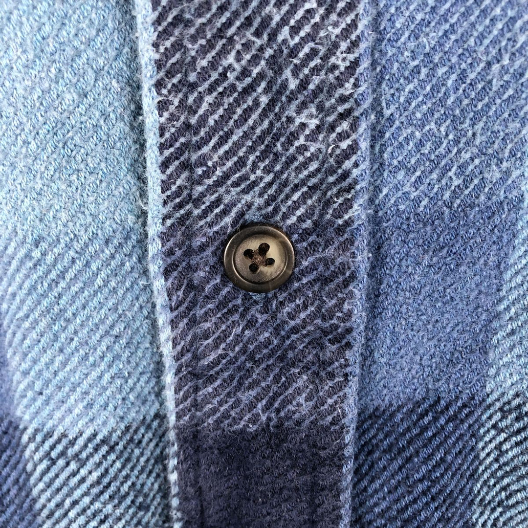 Vintage 90s-00'S St. John's Bay Browny long-sleeved flannel check shirt, men's size L cotton blue type Vintage Second Hand