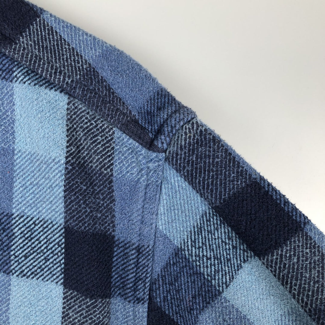 Vintage 90s-00'S St. John's Bay Browny long-sleeved flannel check shirt, men's size L cotton blue type Vintage Second Hand