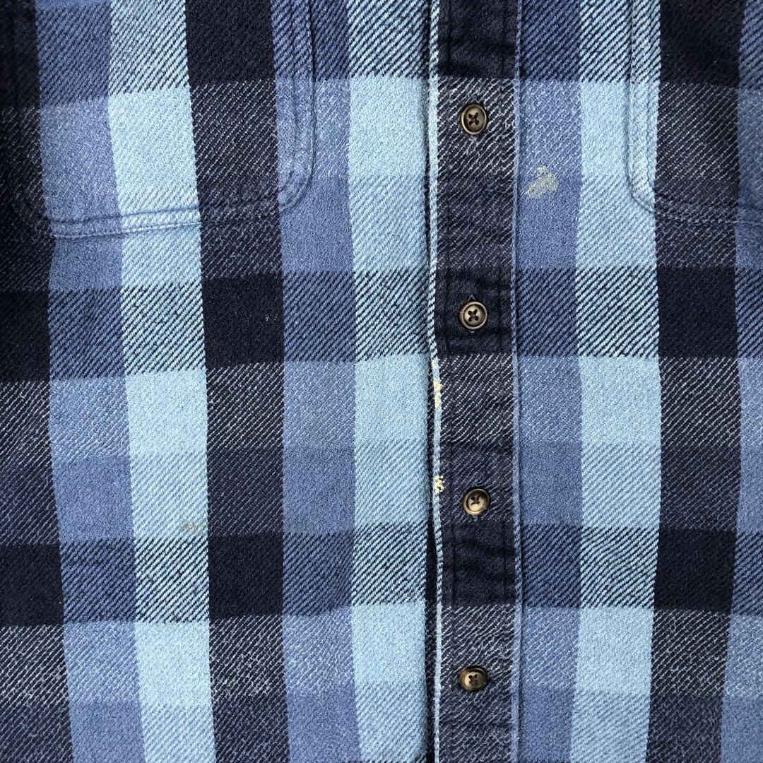 Vintage 90s-00'S St. John's Bay Browny long-sleeved flannel check shirt, men's size L cotton blue type Vintage Second Hand