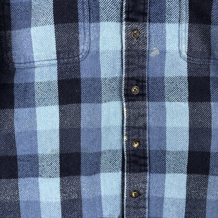 Vintage 90s-00'S St. John's Bay Browny long-sleeved flannel check shirt, men's size L cotton blue type Vintage Second Hand