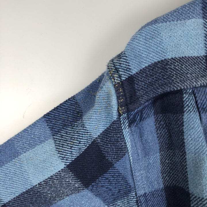 Vintage 90s-00'S St. John's Bay Browny long-sleeved flannel check shirt, men's size L cotton blue type Vintage Second Hand