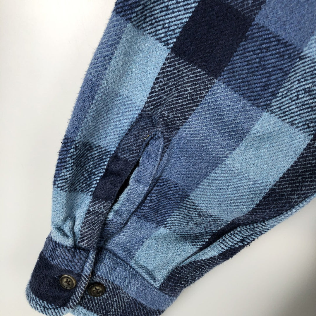 Vintage 90s-00'S St. John's Bay Browny long-sleeved flannel check shirt, men's size L cotton blue type Vintage Second Hand