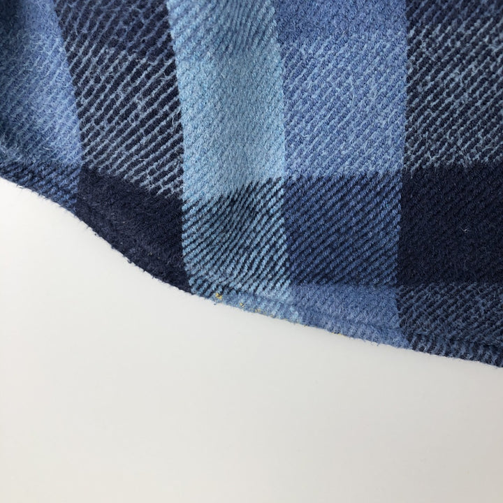 Vintage 90s-00'S St. John's Bay Browny long-sleeved flannel check shirt, men's size L cotton blue type Vintage Second Hand