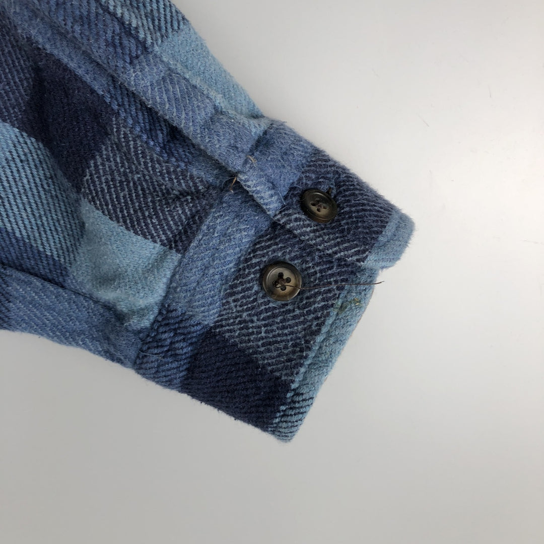 Vintage 90s-00'S St. John's Bay Browny long-sleeved flannel check shirt, men's size L cotton blue type Vintage Second Hand