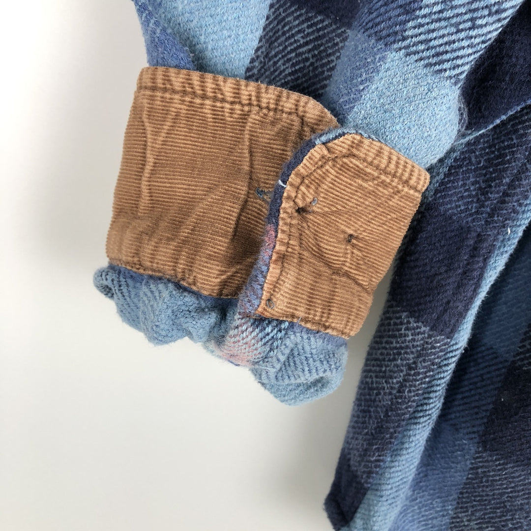 Vintage 90s-00'S St. John's Bay Browny long-sleeved flannel check shirt, men's size L cotton blue type Vintage Second Hand