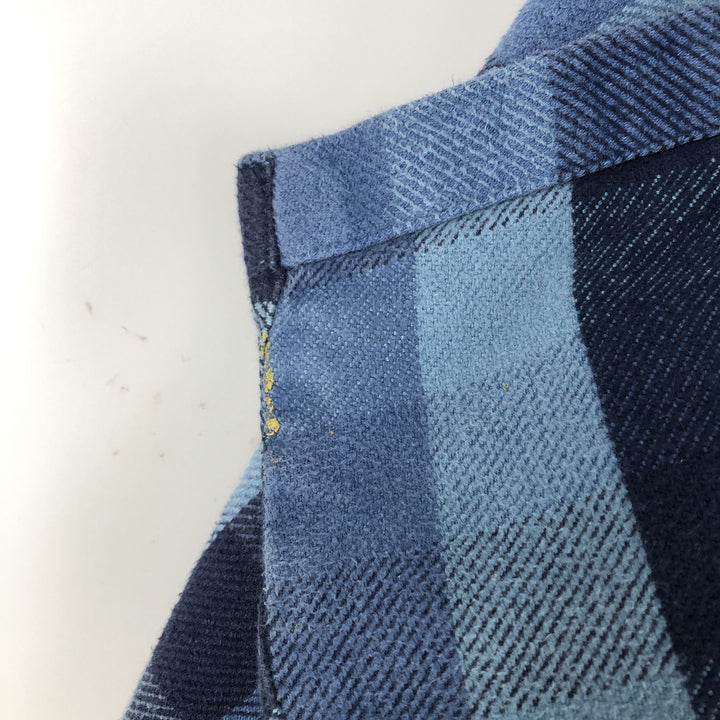 Vintage 90s-00'S St. John's Bay Browny long-sleeved flannel check shirt, men's size L cotton blue type Vintage Second Hand