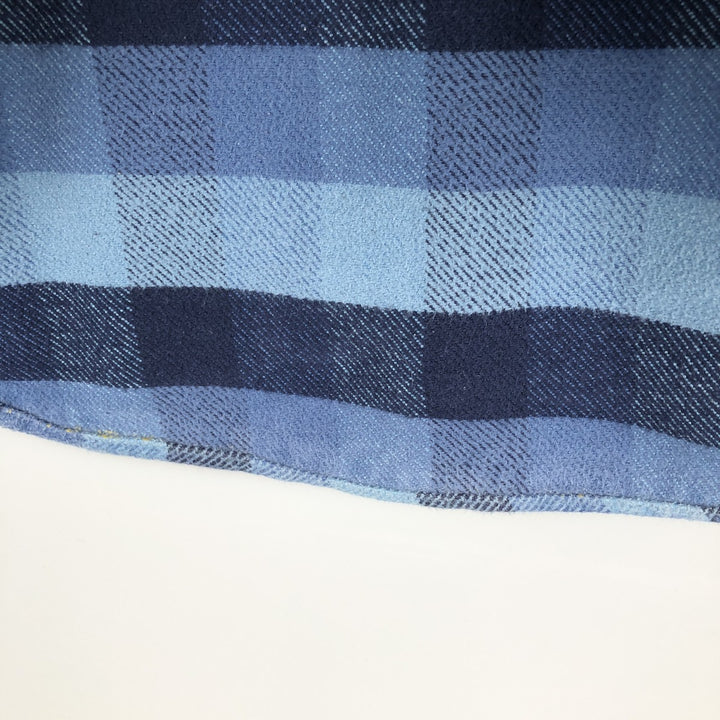 Vintage 90s-00'S St. John's Bay Browny long-sleeved flannel check shirt, men's size L cotton blue type Vintage Second Hand