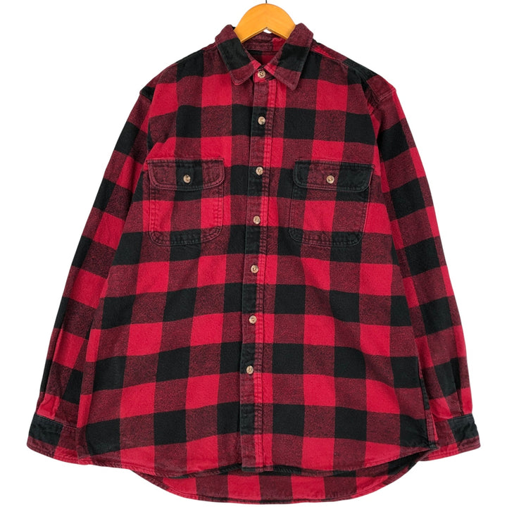 FIELD AND STREAM Buffalo Check Long Sleeve Flannel Check Shirt, Men's Size L unclear red type Vintage Second Hand