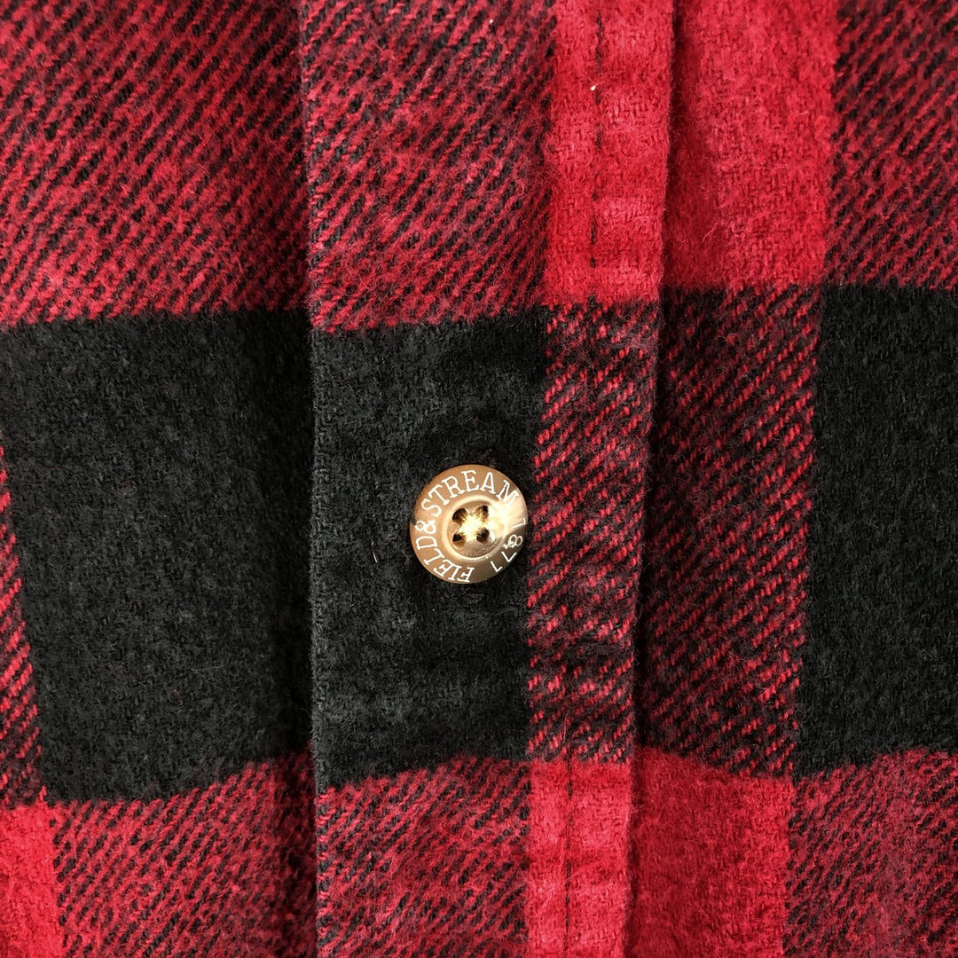 FIELD AND STREAM Buffalo Check Long Sleeve Flannel Check Shirt, Men's Size L unclear red type Vintage Second Hand
