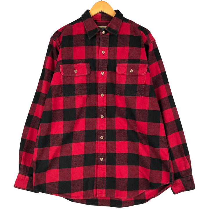 Field & Stream Buffalo Check Long Sleeve Flannel Check Shirt, Men's Size XL cotton red type Vintage Second Hand