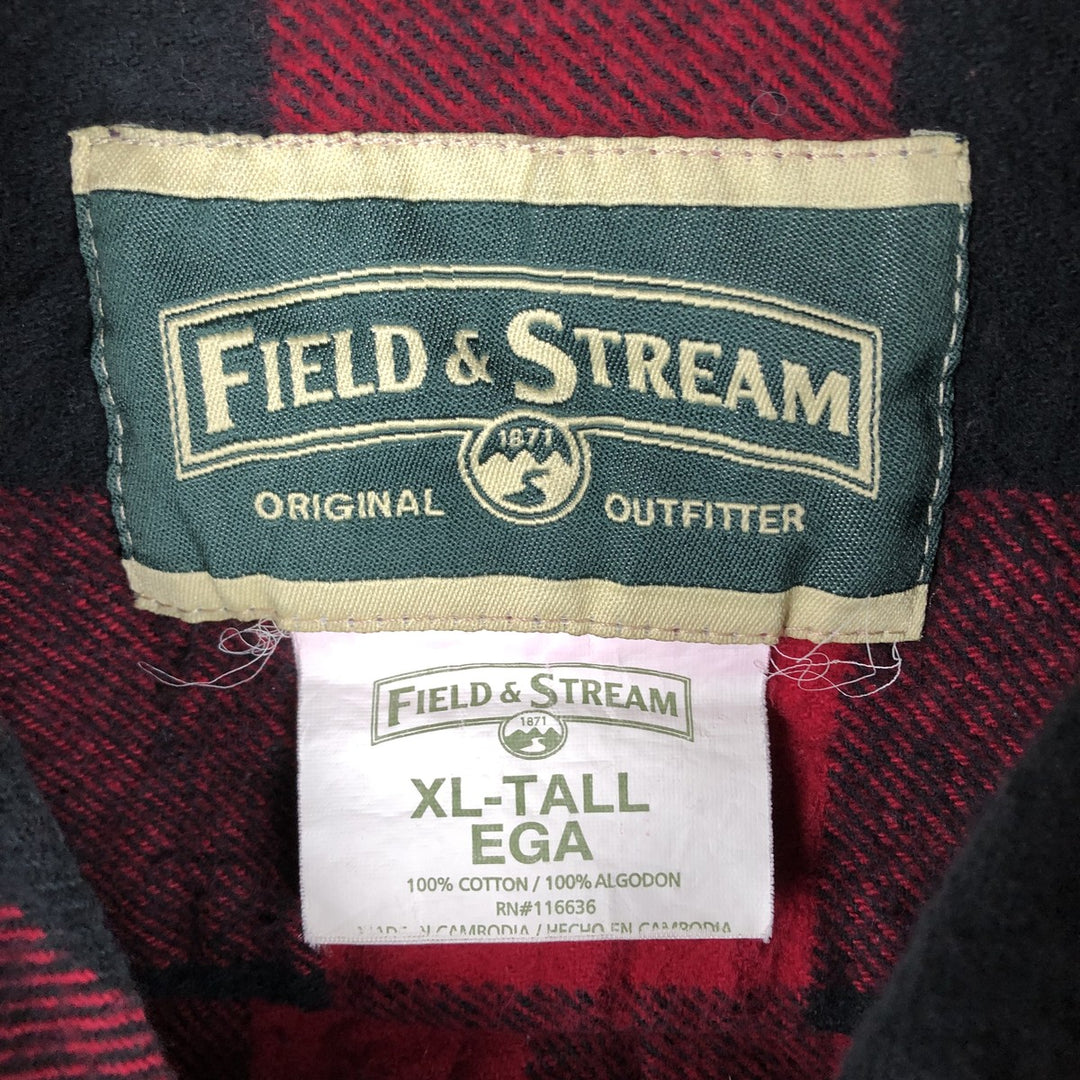 Field & Stream Buffalo Check Long Sleeve Flannel Check Shirt, Men's Size XL cotton red type Vintage Second Hand