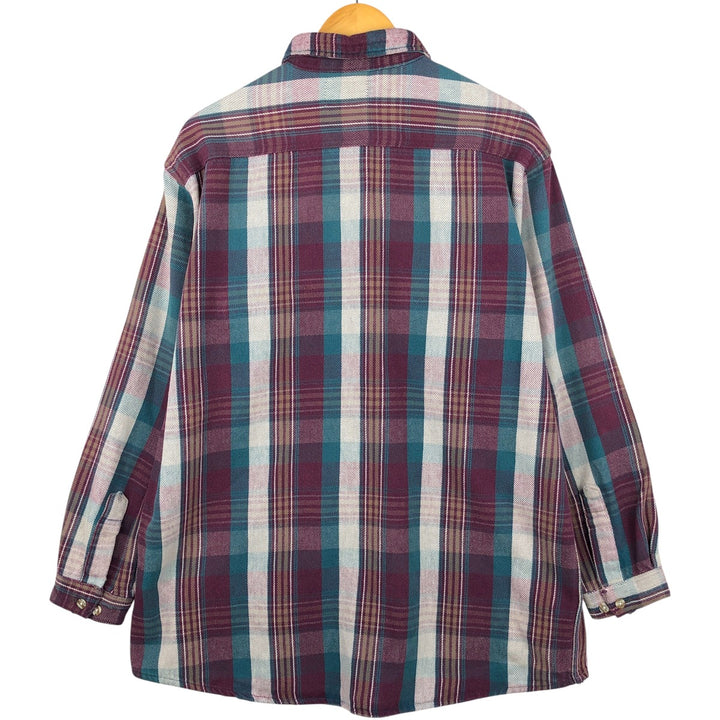 NATIONAL OUTFITTERS Long Sleeve Flannel Check Shirt, Men's Size XL cotton Red type red-purple Vintage Second Hand