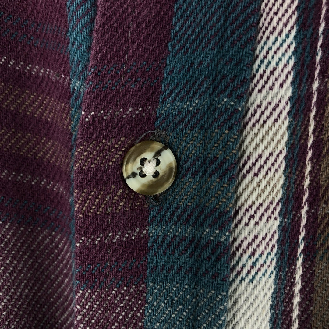 NATIONAL OUTFITTERS Long Sleeve Flannel Check Shirt, Men's Size XL cotton Red type red-purple Vintage Second Hand
