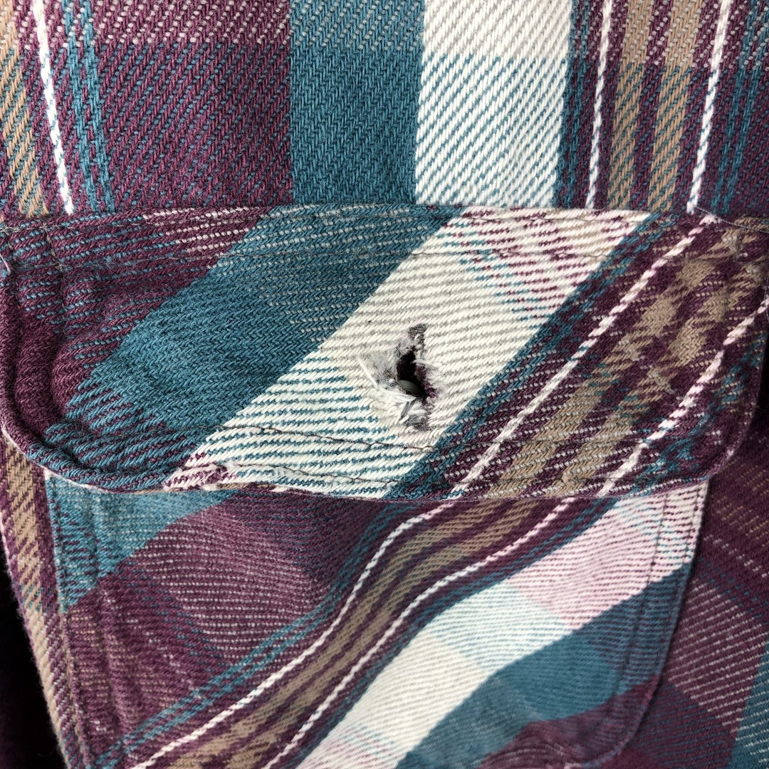 NATIONAL OUTFITTERS Long Sleeve Flannel Check Shirt, Men's Size XL cotton Red type red-purple Vintage Second Hand