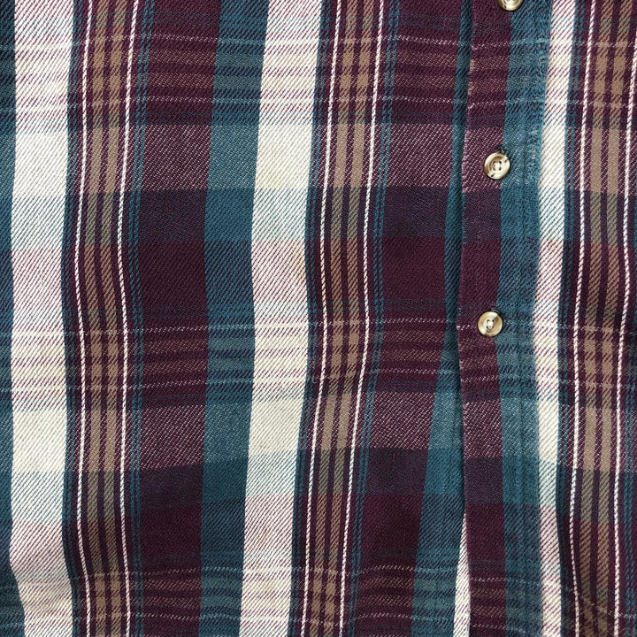 NATIONAL OUTFITTERS Long Sleeve Flannel Check Shirt, Men's Size XL cotton Red type red-purple Vintage Second Hand
