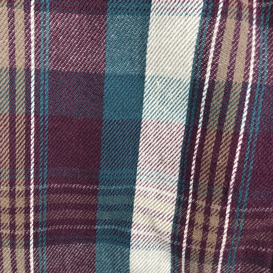 NATIONAL OUTFITTERS Long Sleeve Flannel Check Shirt, Men's Size XL cotton Red type red-purple Vintage Second Hand