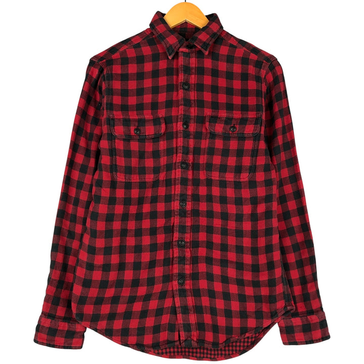 Ralph Lauren POLO RALPH LAUREN buffalo check long-sleeved light flannel check shirt, men's size S cotton red type Vintage Second Hand