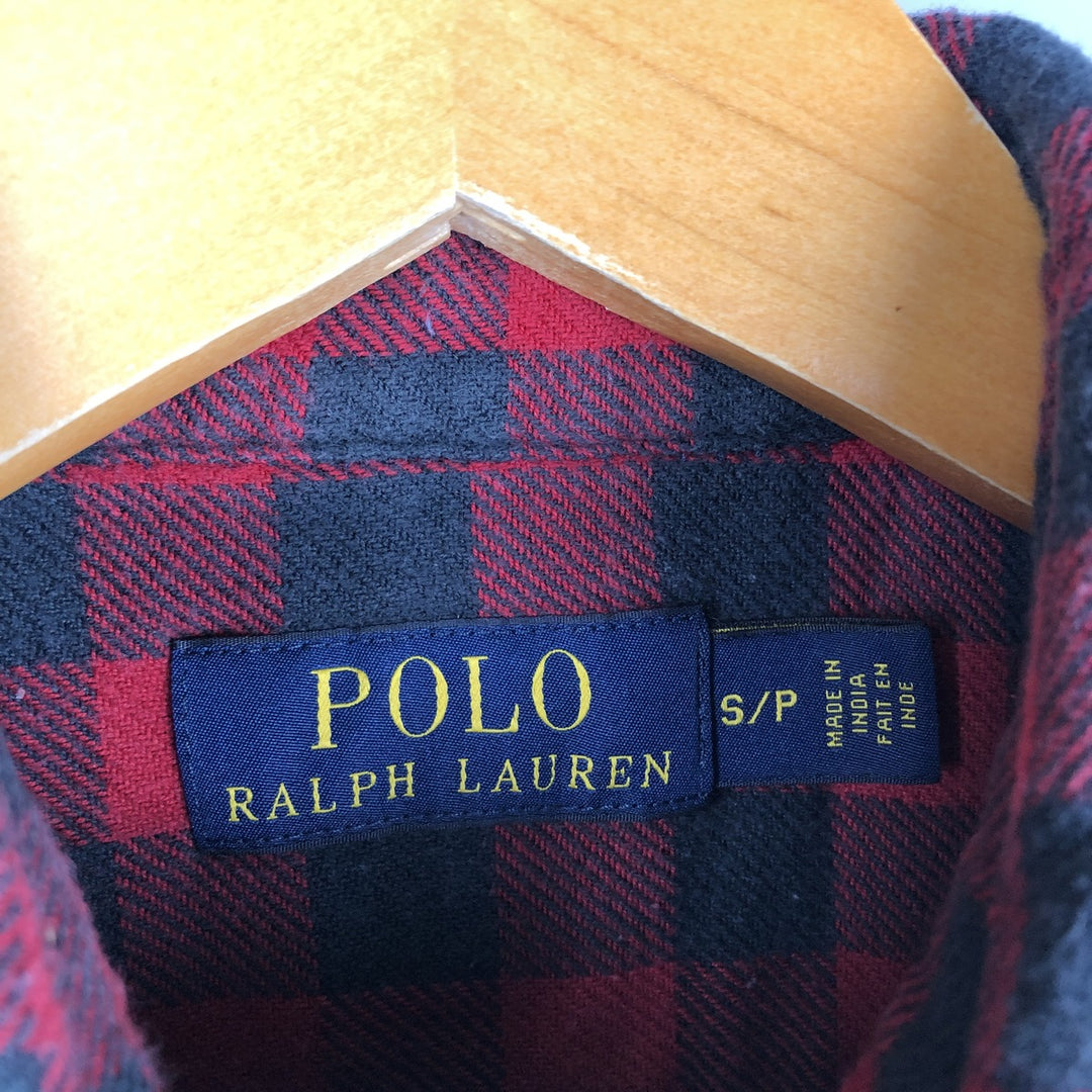 Ralph Lauren POLO RALPH LAUREN buffalo check long-sleeved light flannel check shirt, men's size S cotton red type Vintage Second Hand