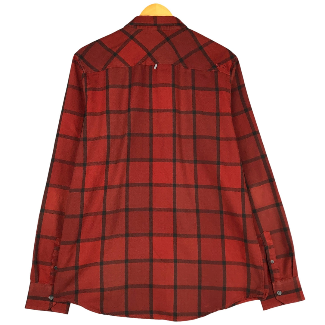 Oakley Lightflannel Check Shirt, Men's Size L polyester red type reddish brown Vintage Second Hand