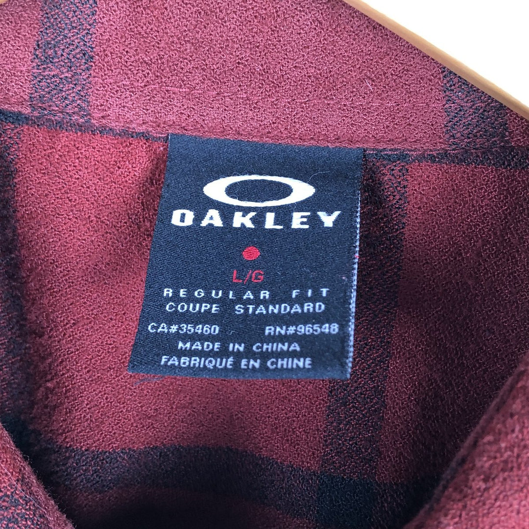 Oakley Lightflannel Check Shirt, Men's Size L polyester red type reddish brown Vintage Second Hand