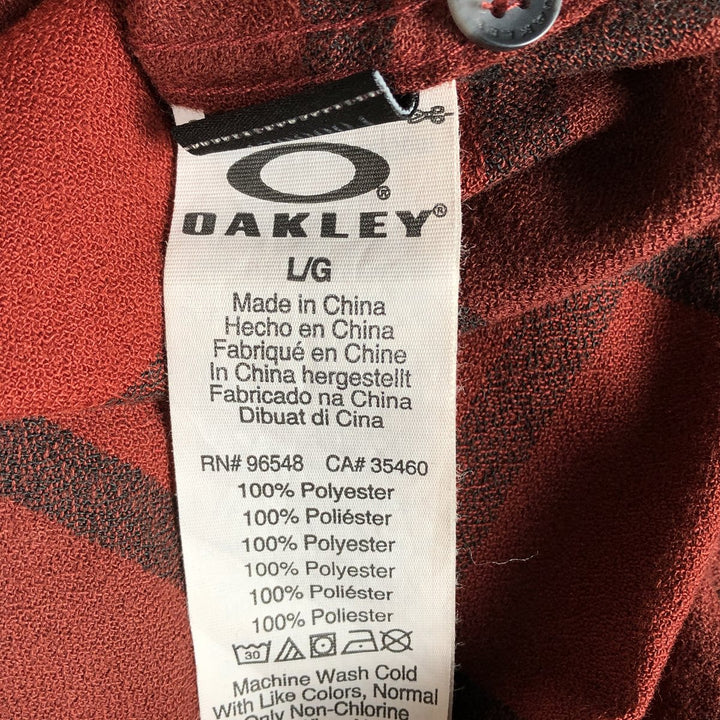 Oakley Lightflannel Check Shirt, Men's Size L polyester red type reddish brown Vintage Second Hand
