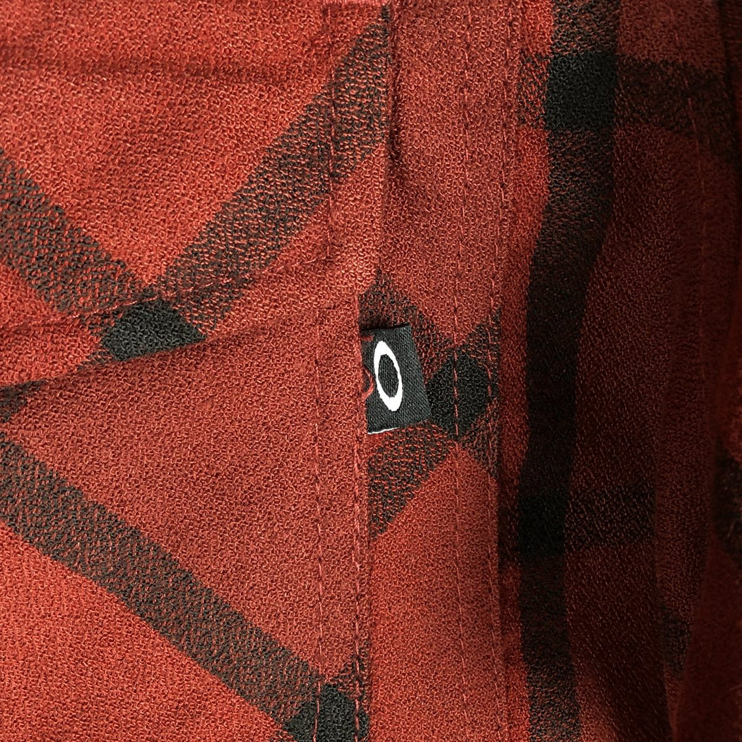 Oakley Lightflannel Check Shirt, Men's Size L polyester red type reddish brown Vintage Second Hand