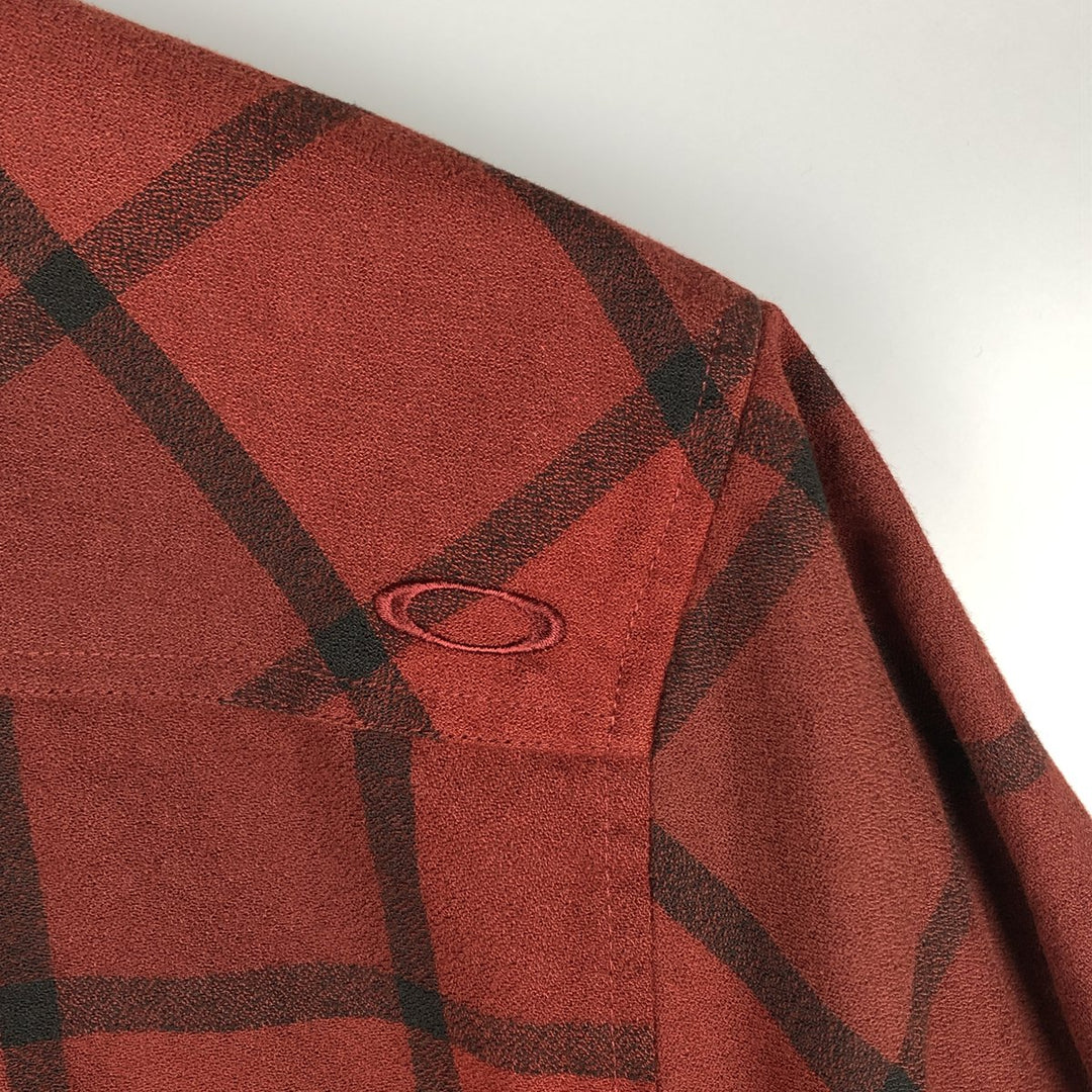 Oakley Lightflannel Check Shirt, Men's Size L polyester red type reddish brown Vintage Second Hand