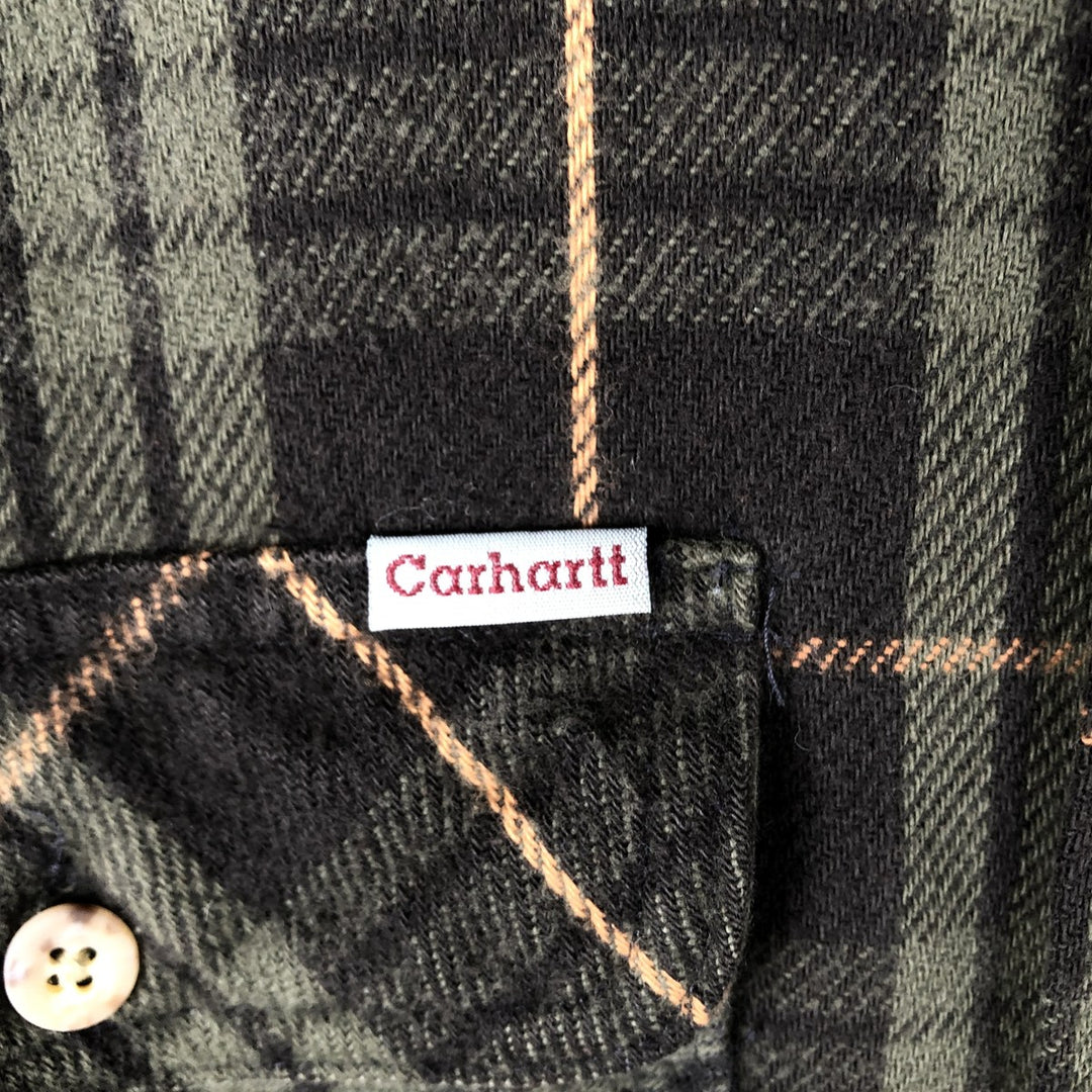 Carhartt Long Sleeve Flannel Check Shirt, Men's XL unclear Green type dark green Vintage Second Hand