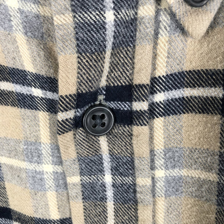 Eddie Bauer Tartan Check Long Sleeve Button-Down Flannel Check Shirt, Men's XL cotton Beige type Vintage Second Hand