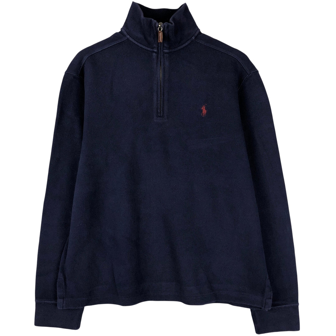 Ralph Lauren POLO by Ralph Lauren Half-Zip Sweatshirt, Men's M cotton navy blue type Vintage Second Hand
