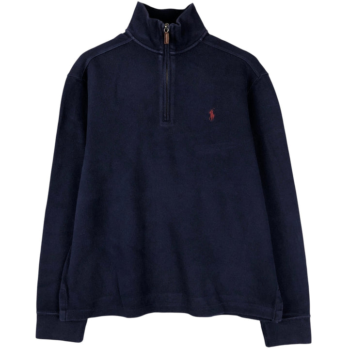 Ralph Lauren POLO by Ralph Lauren Half-Zip Sweatshirt, Men's M cotton navy blue type Vintage Second Hand