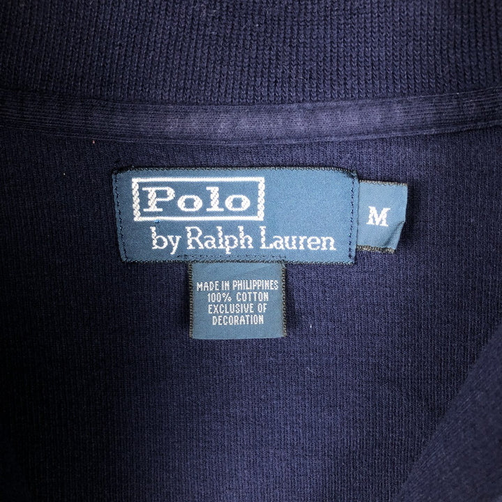 Ralph Lauren POLO by Ralph Lauren Half-Zip Sweatshirt, Men's M cotton navy blue type Vintage Second Hand
