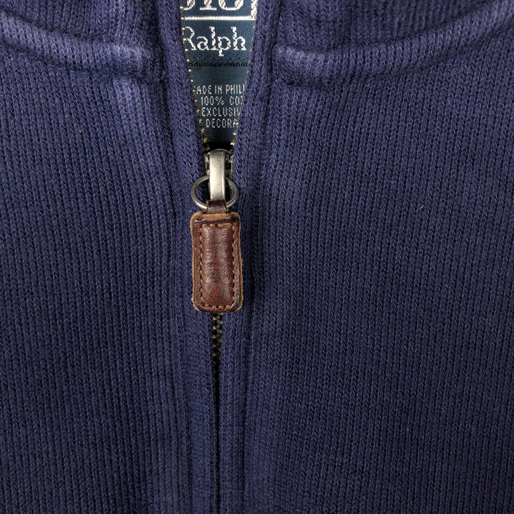 Ralph Lauren POLO by Ralph Lauren Half-Zip Sweatshirt, Men's M cotton navy blue type Vintage Second Hand