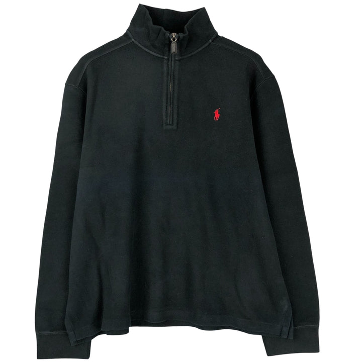 Ralph Lauren POLO by Ralph Lauren Half-Zip Sweatshirt, Men's XL cotton black type Vintage Second Hand