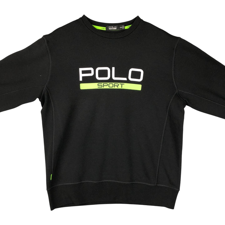 Ralph Lauren POLO SPORT logo sweatshirt, men's size M polyester black type Vintage Second Hand