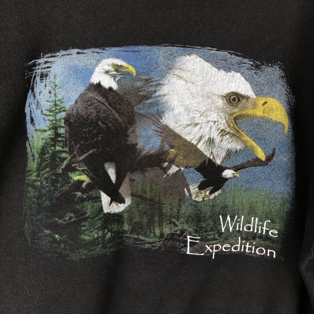 Vintage 90'S Tartex Super Weight Eagle Pattern Animal Print Sweatshirt, Men's Size XL cotton black type Vintage Second Hand