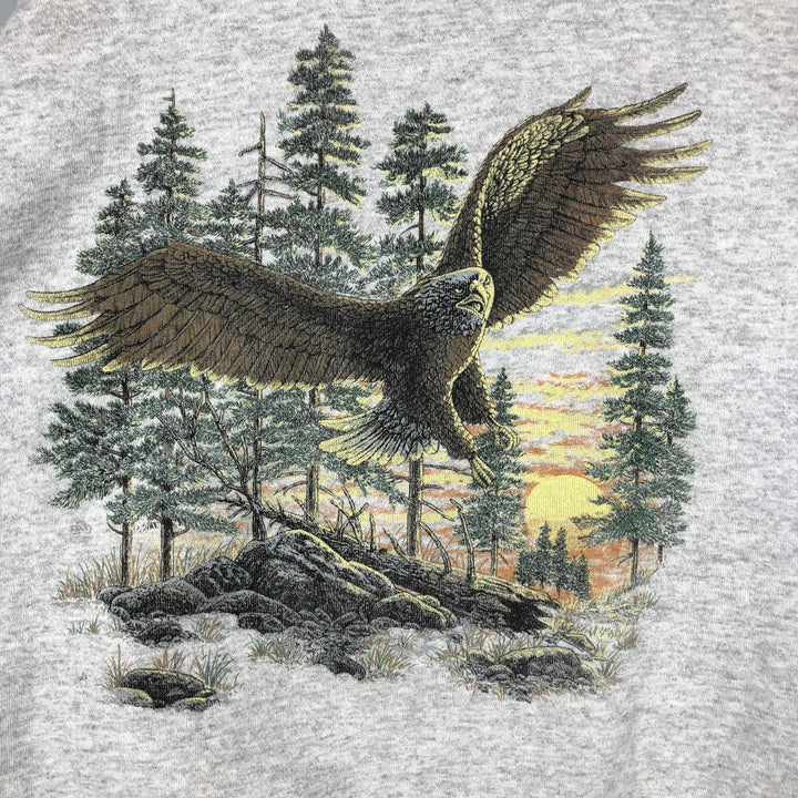 Vintage 90'S Tartex Super Weight Eagle Pattern Animal Print Sweatshirt, Men's Size XL cotton gray type Vintage Second Hand