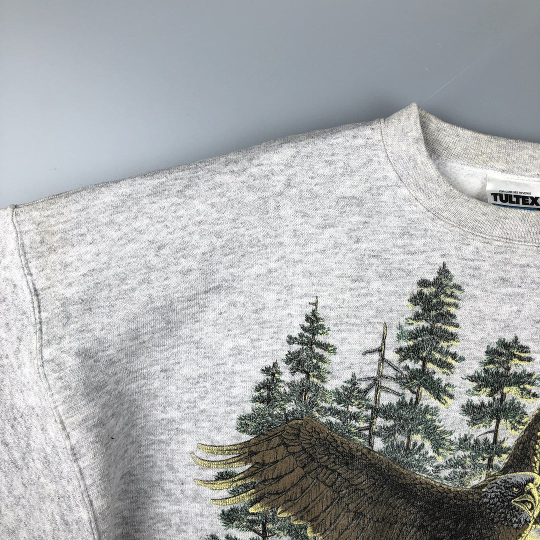 Vintage 90'S Tartex Super Weight Eagle Pattern Animal Print Sweatshirt, Men's Size XL cotton gray type Vintage Second Hand