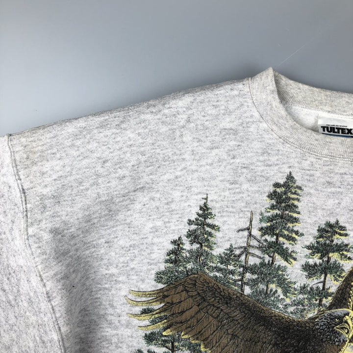 Vintage 90'S Tartex Super Weight Eagle Pattern Animal Print Sweatshirt, Men's Size XL cotton gray type Vintage Second Hand