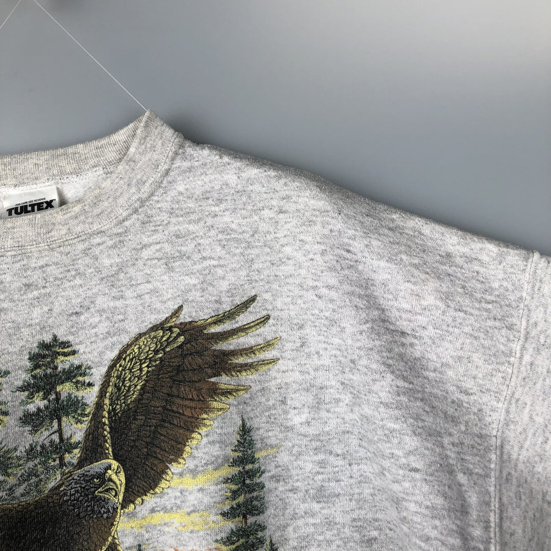 Vintage 90'S Tartex Super Weight Eagle Pattern Animal Print Sweatshirt, Men's Size XL cotton gray type Vintage Second Hand