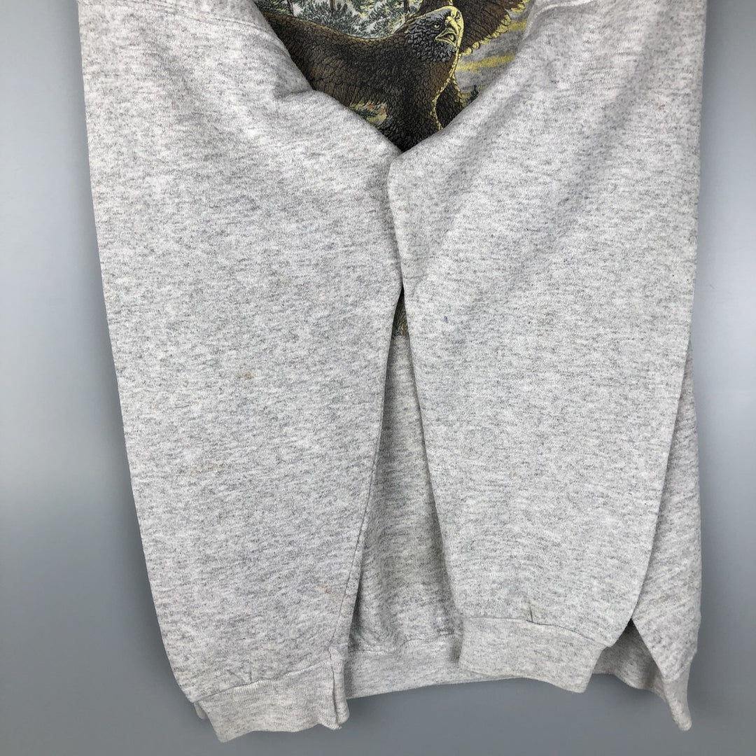 Vintage 90'S Tartex Super Weight Eagle Pattern Animal Print Sweatshirt, Men's Size XL cotton gray type Vintage Second Hand